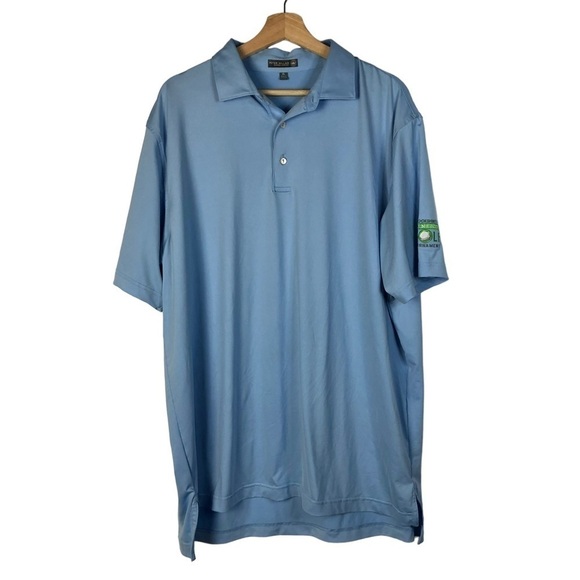 Peter Millar Light Blue Short Sleeve Golf Athletic Polo XL - Picture 1 of 5